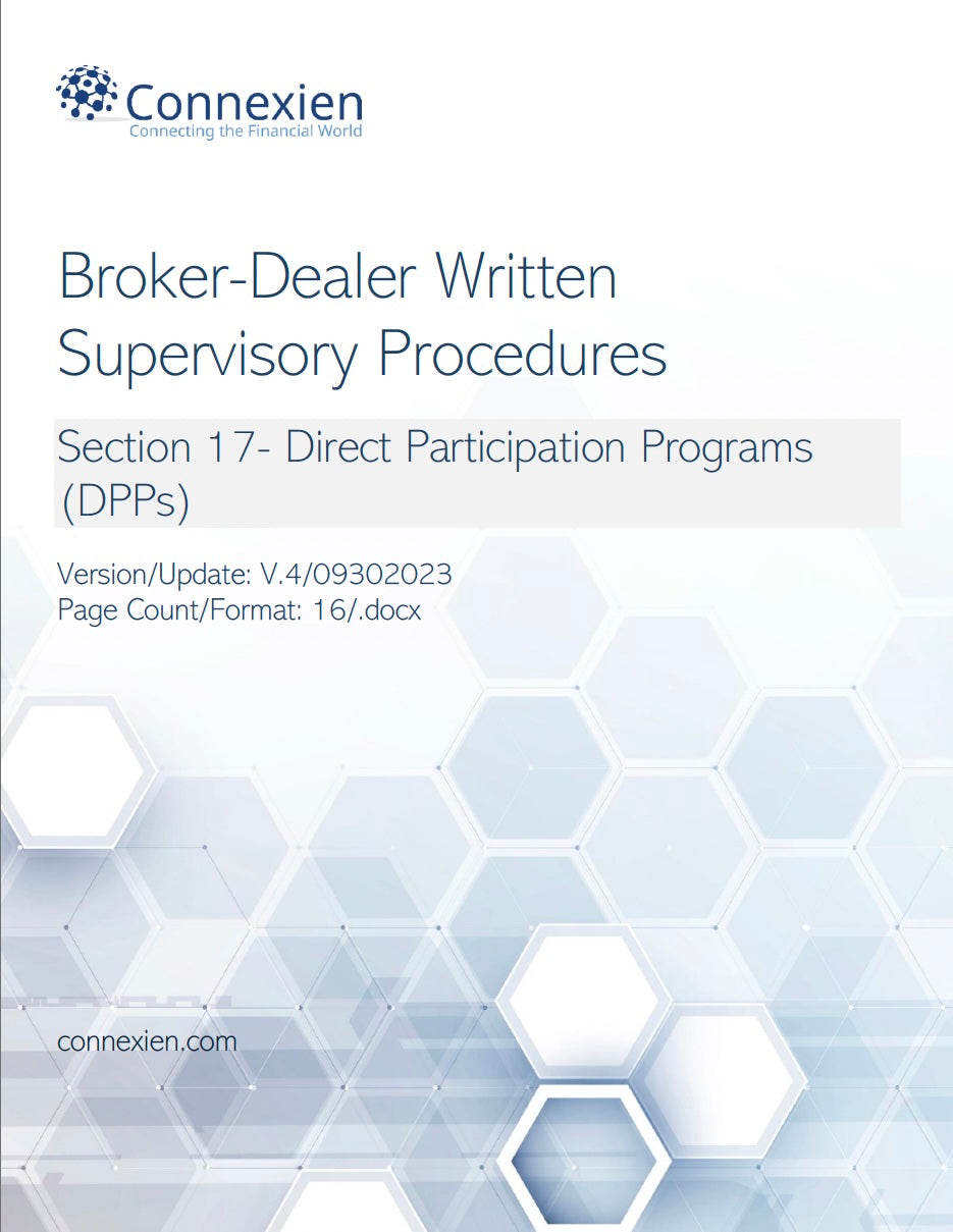 Broker-Dealer Compliance Manual Section 17- Direct Participation Programs (DPPs)