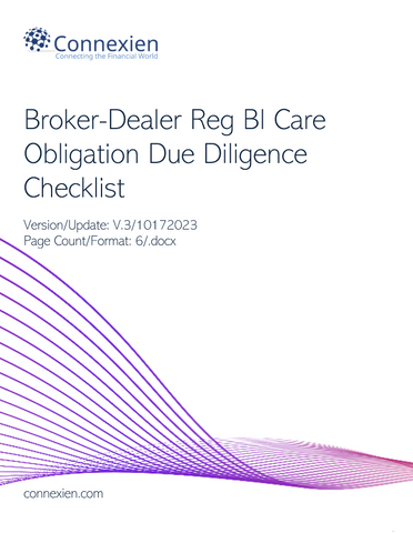 Broker-Dealer Reg BI (Care Obligation) Due Diligence Checklist