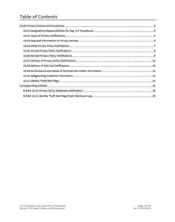 SEC Registered Investment Adviser Compliance Manual- Privacy Policy