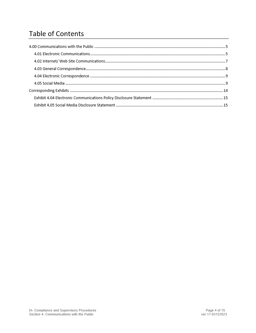 SEC Registered Investment Adviser Compliance Manual- Communications