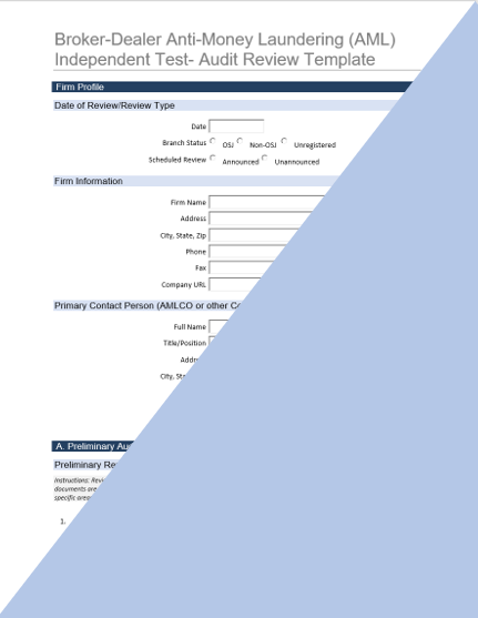 BD- Anti-Money Laundering (AML) Independent Test- Audit Review Template