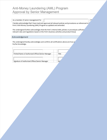 BD- Anti-Money Laundering (AML) Program Approval by Senior Management