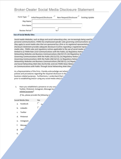 BD- Broker-Dealer Social Media Disclosure Statement