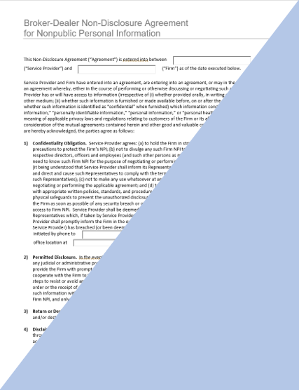 BD- Non-Disclosure Agreement (NDA) for Nonpublic Personal Information