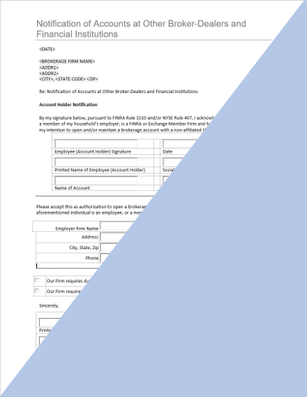 BD- Notification of Accounts at Other Broker-Dealers and Financial Institutions ("407 Letter")