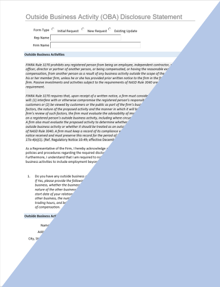 BD- Outside Business Activity (OBA) Disclosure Statement