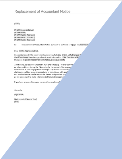 BD- Broker-Dealer Replacement of Accountant Notice