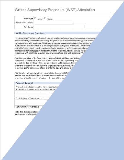 BD- Written Supervisory Procedure (WSP) Attestation