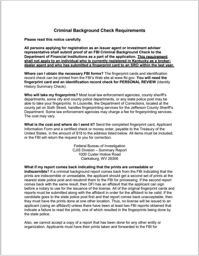 IA- Kentucky Criminal Background Check Requirements