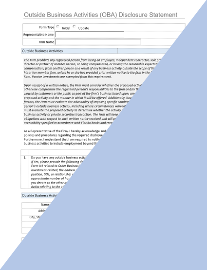 IA- Outside Business Activities (OBA) Disclosure Statement