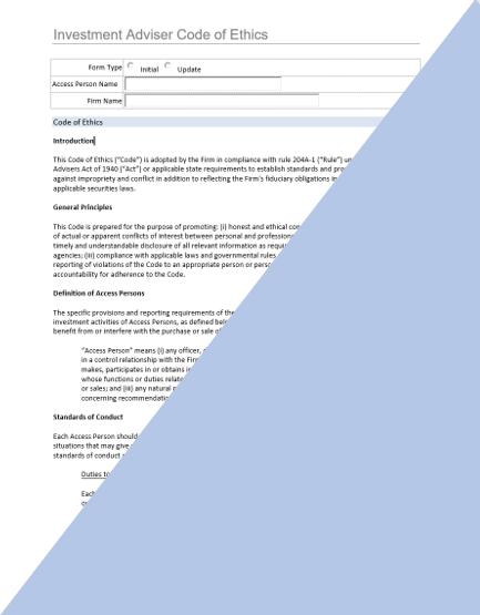 IA- Investment Adviser Code of Ethics (COE) (Rule 204A-1)