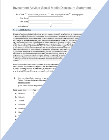 IA- Investment Adviser Social Media Disclosure Statement