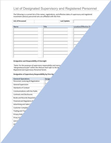 IA- List of Designated Supervisory and Registered Personnel