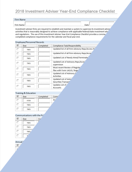 IA- Investment Adviser Year-End Compliance Checklist