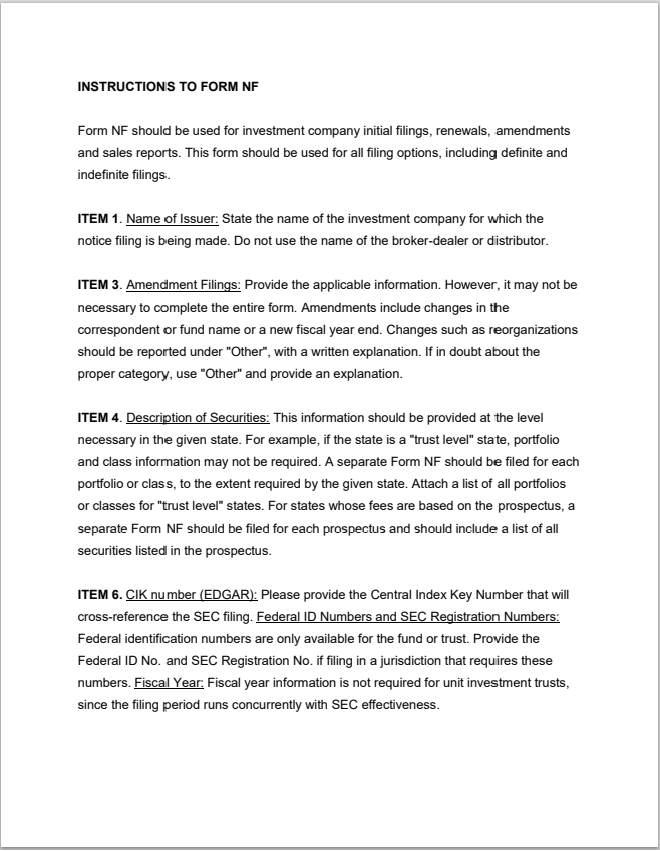 MI- Michigan Uniform Investment Company Notice Filing Form-NF
