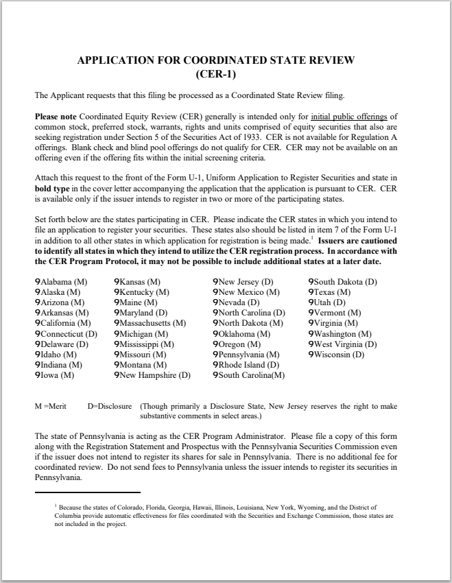 NH- New Hampshire Application for Coordinated State Review Form CER-1