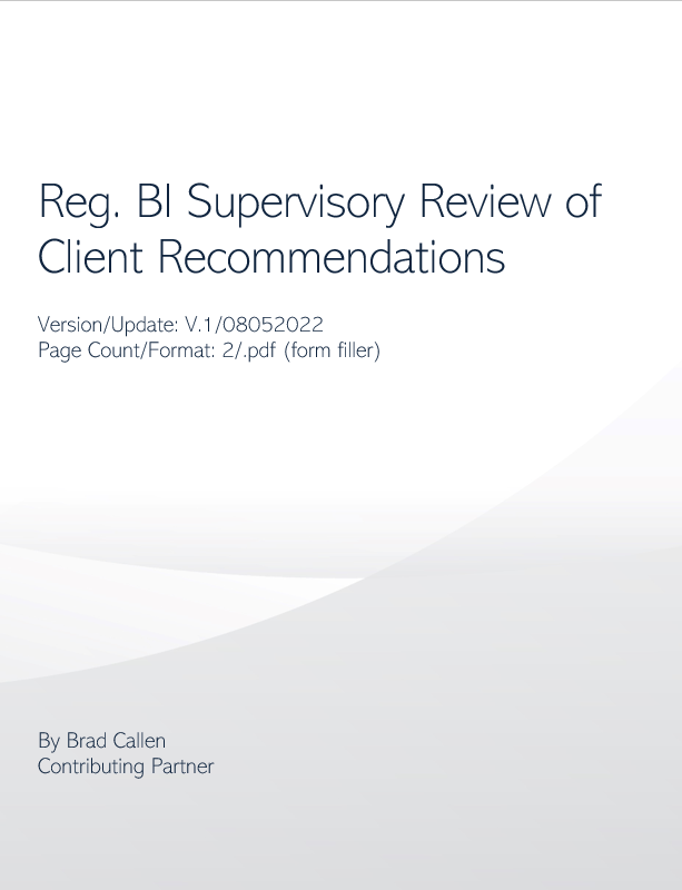 CPBD- Reg. BI Supervisory Review of Client Recommendations