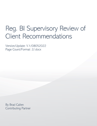 CPBD- Reg. BI Supervisory Review of Client Recommendations