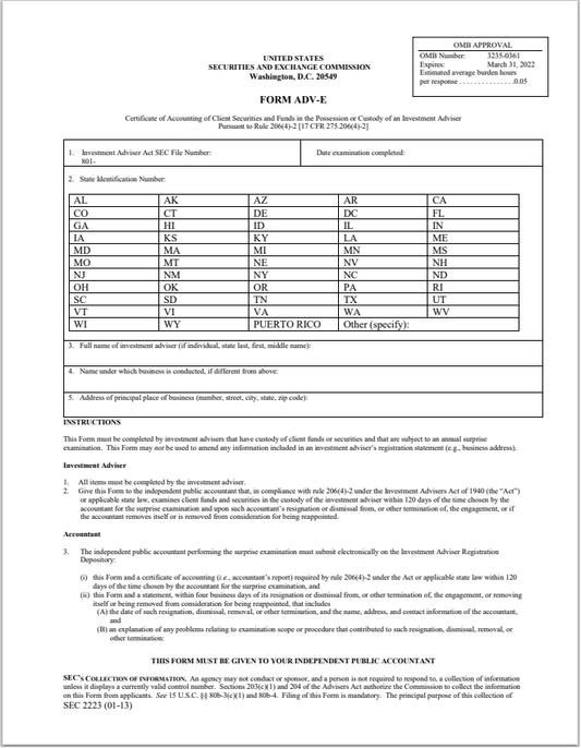 IA- SEC Form ADV-E