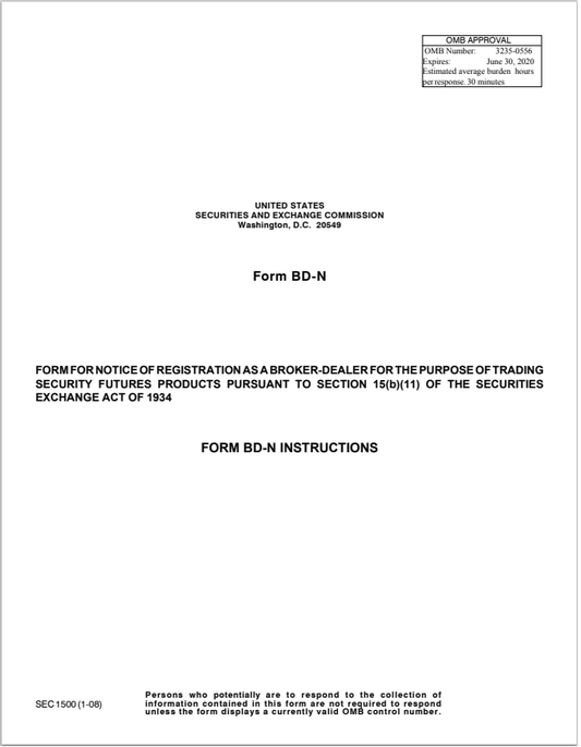 BD- Broker-Dealer SEC Form BD-N