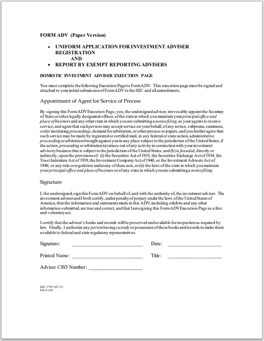 IA- SEC Form ADV Execution Page