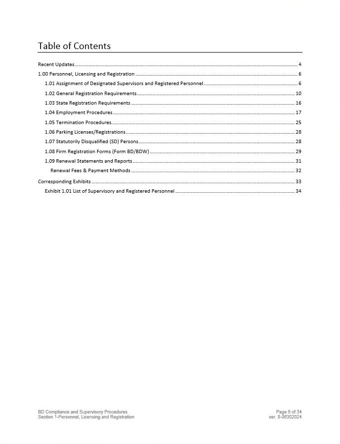 Broker-Dealer Compliance Manual Section 1- Personnel, Licensing & Reg.