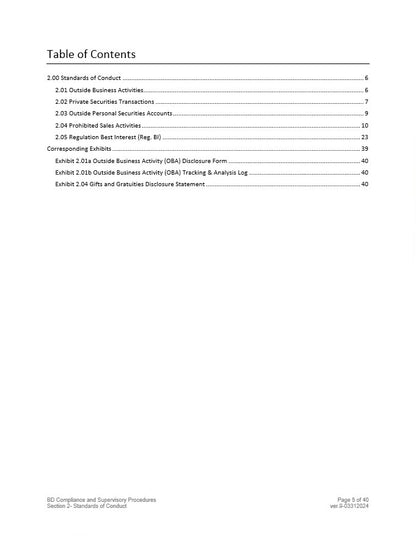 Broker-Dealer Compliance Manual Section 2- Standards of Conduct