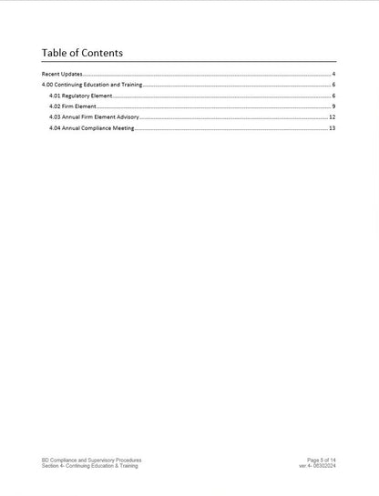 Broker-Dealer Compliance Manual Section 4- Cont. Education & Training