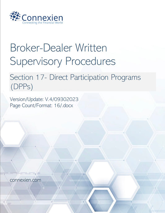 Broker-Dealer Compliance Manual Section 17- Direct Participation Programs (DPPs)