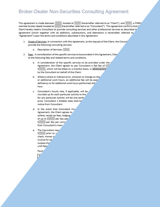 Broker-Dealer Non-Securities Consulting Agreement