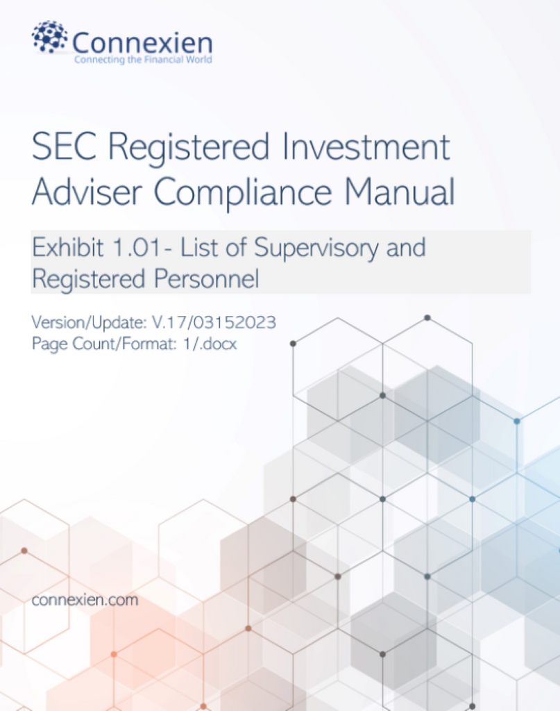 SEC Registered Investment Adviser Compliance Manual- Exhibit 1.01 List of Supervisory and Reg. Personnel