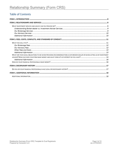 Form CRS Relationship Summary Template for Dual Registrants