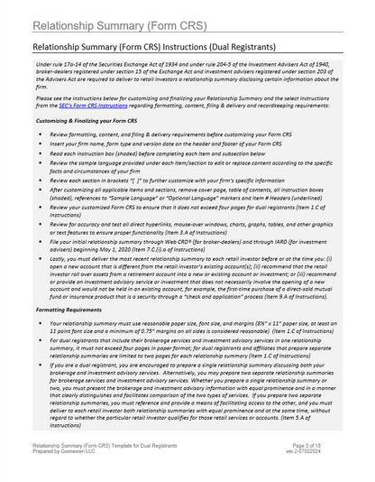 Form CRS Relationship Summary Template for Dual Registrants