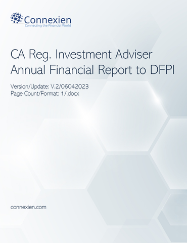 California State Registered Investment Adviser Annual Financial Report Letter