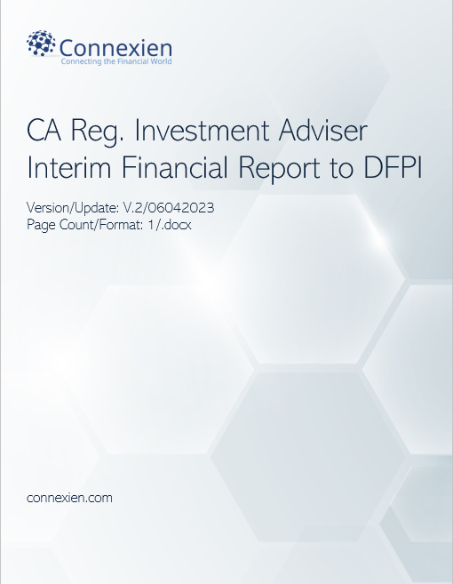 California State Registered Investment Adviser Interim Financial Report Letter