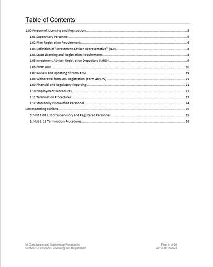 SEC Registered Investment Adviser Compliance Manual- Personnel, Licensing & Reg.