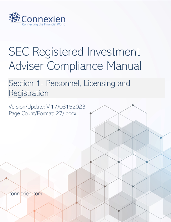SEC Registered Investment Adviser Compliance Manual- Personnel, Licensing & Reg.