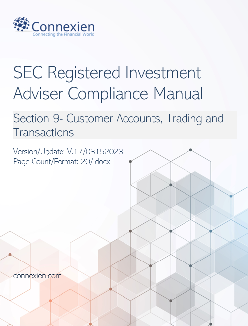 SEC Registered Investment Adviser Compliance Manual- Customer Accts. & Trans.