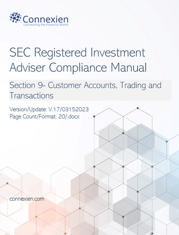 SEC Registered Investment Adviser Compliance Manual- Customer Accts. & Trans.