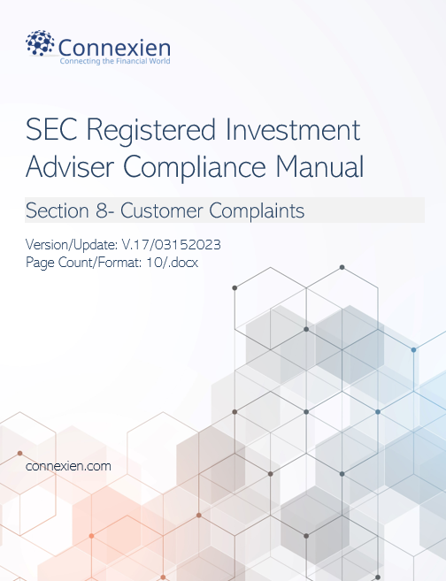 SEC Registered Investment Adviser Compliance Manual- Customer Complaints