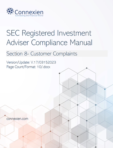 SEC Registered Investment Adviser Compliance Manual- Customer Complaints