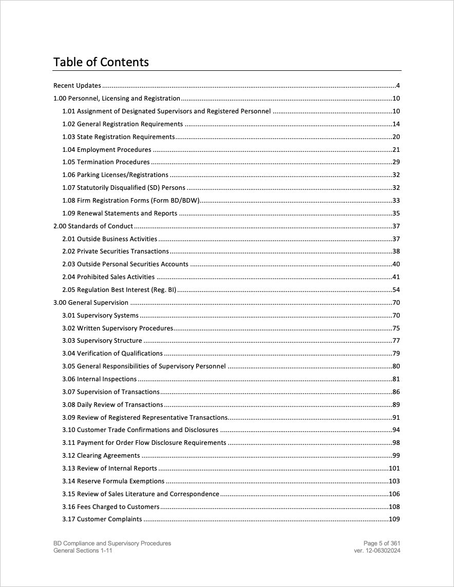 Broker-Dealer Compliance Manual Sections 1-11 General Operations