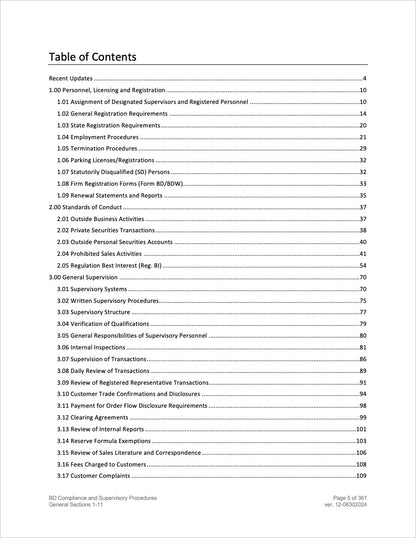 Broker-Dealer Compliance Manual Sections 1-11 General Operations