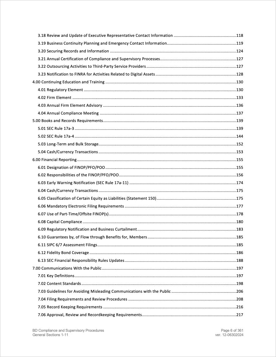 Broker-Dealer Compliance Manual Sections 1-11 General Operations