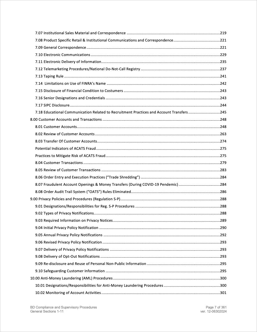 Broker-Dealer Compliance Manual Sections 1-11 General Operations