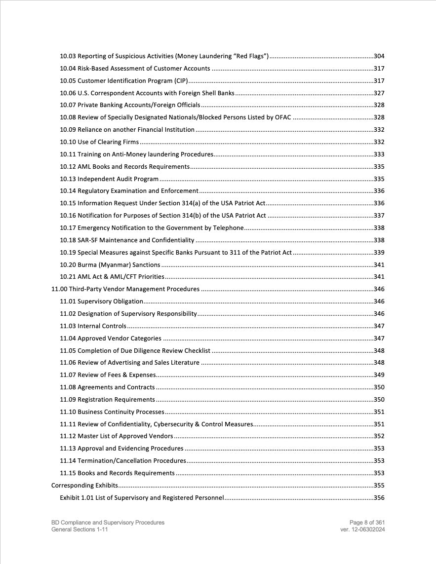 Broker-Dealer Compliance Manual Sections 1-11 General Operations