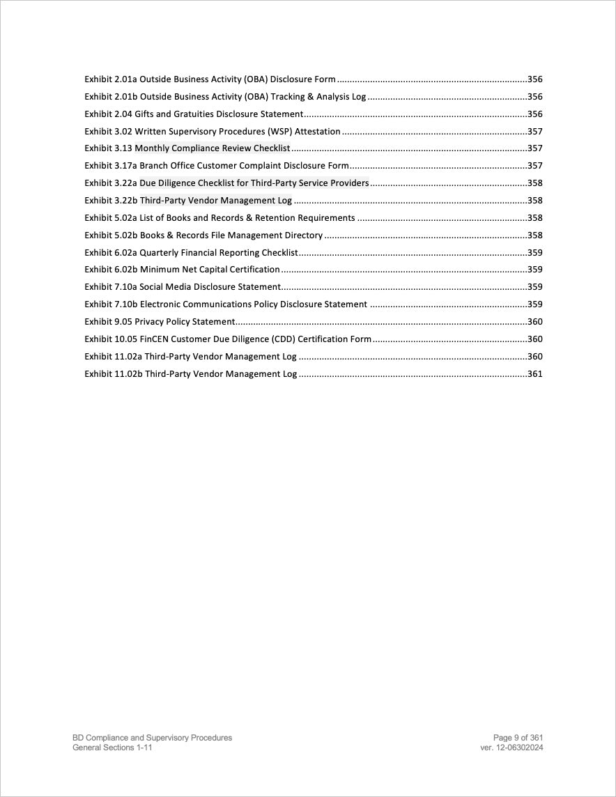 Broker-Dealer Compliance Manual Sections 1-11 General Operations