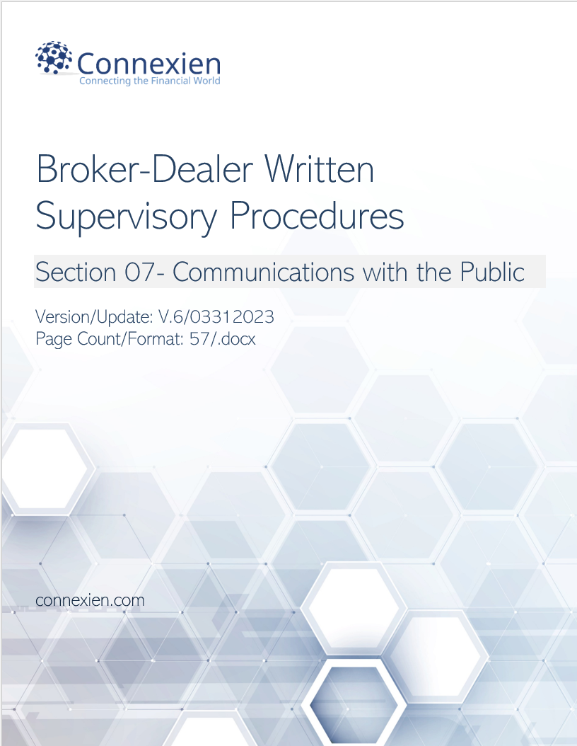 Broker-Dealer Compliance Manual Section 7- Comm. with the Public