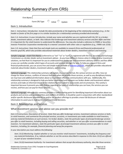 DU- Form CRS Relationship Summary Template for Dual Registrants