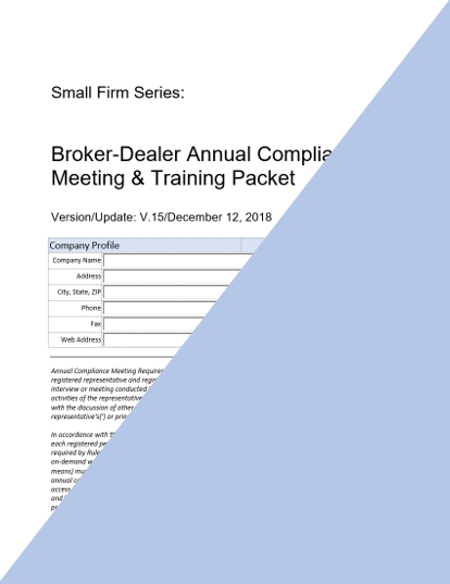 BD- Small Firm Annual Compliance Meeting & Training Packet